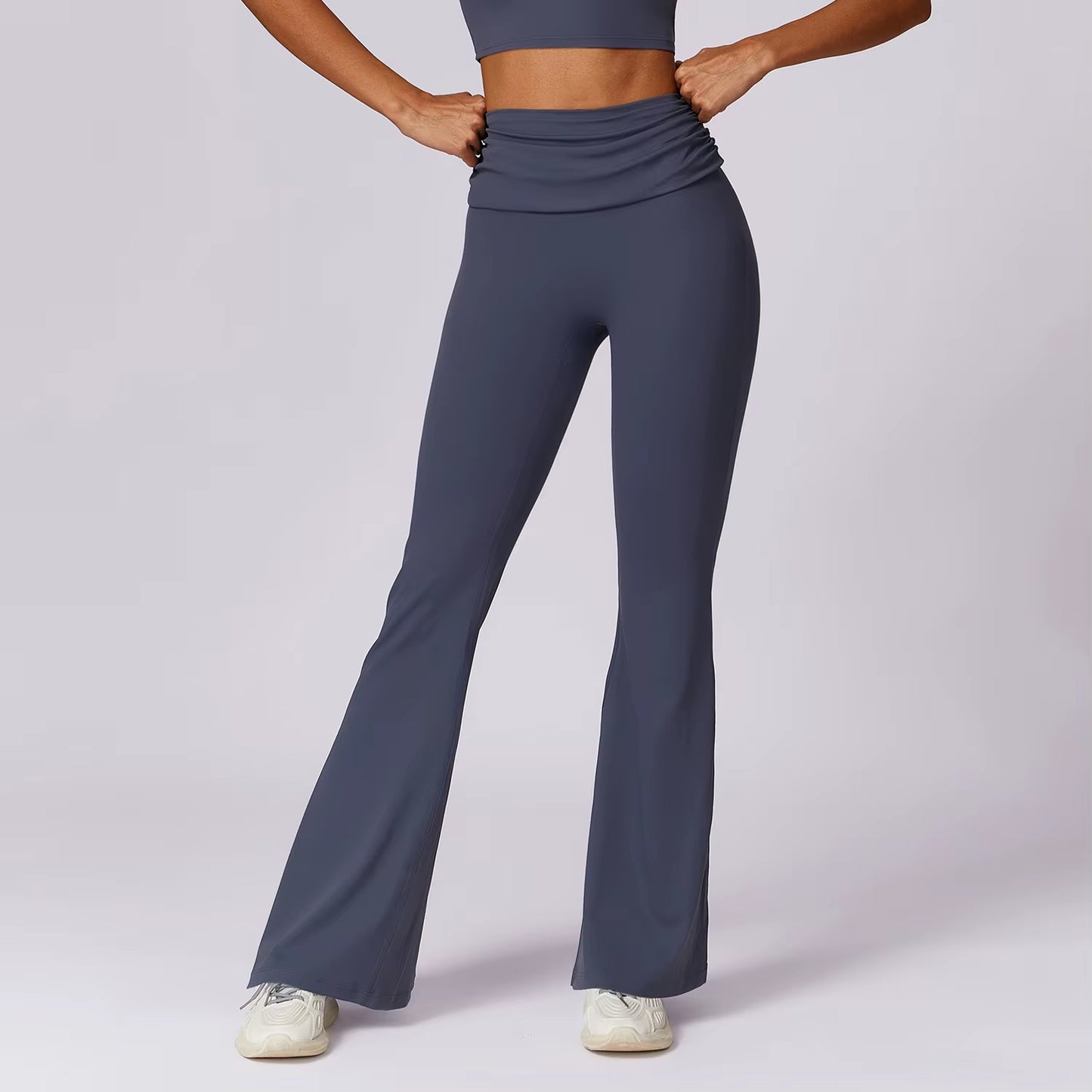 New Design Women'S Quick-Drying Hip Lift High Waist Gym Yoga Leggings Nude Casual Sports Wide Leg Flared Tight Pants for Women