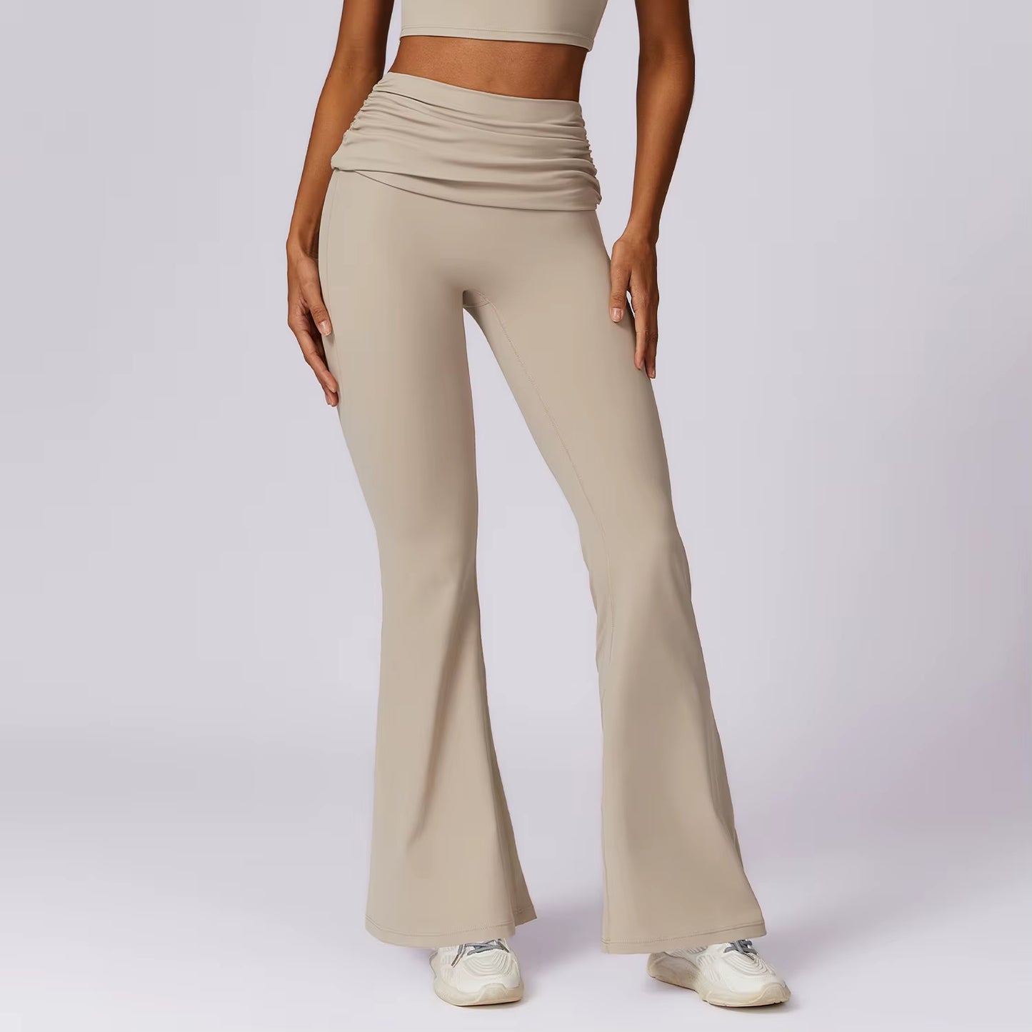New Design Women'S Quick-Drying Hip Lift High Waist Gym Yoga Leggings Nude Casual Sports Wide Leg Flared Tight Pants for Women