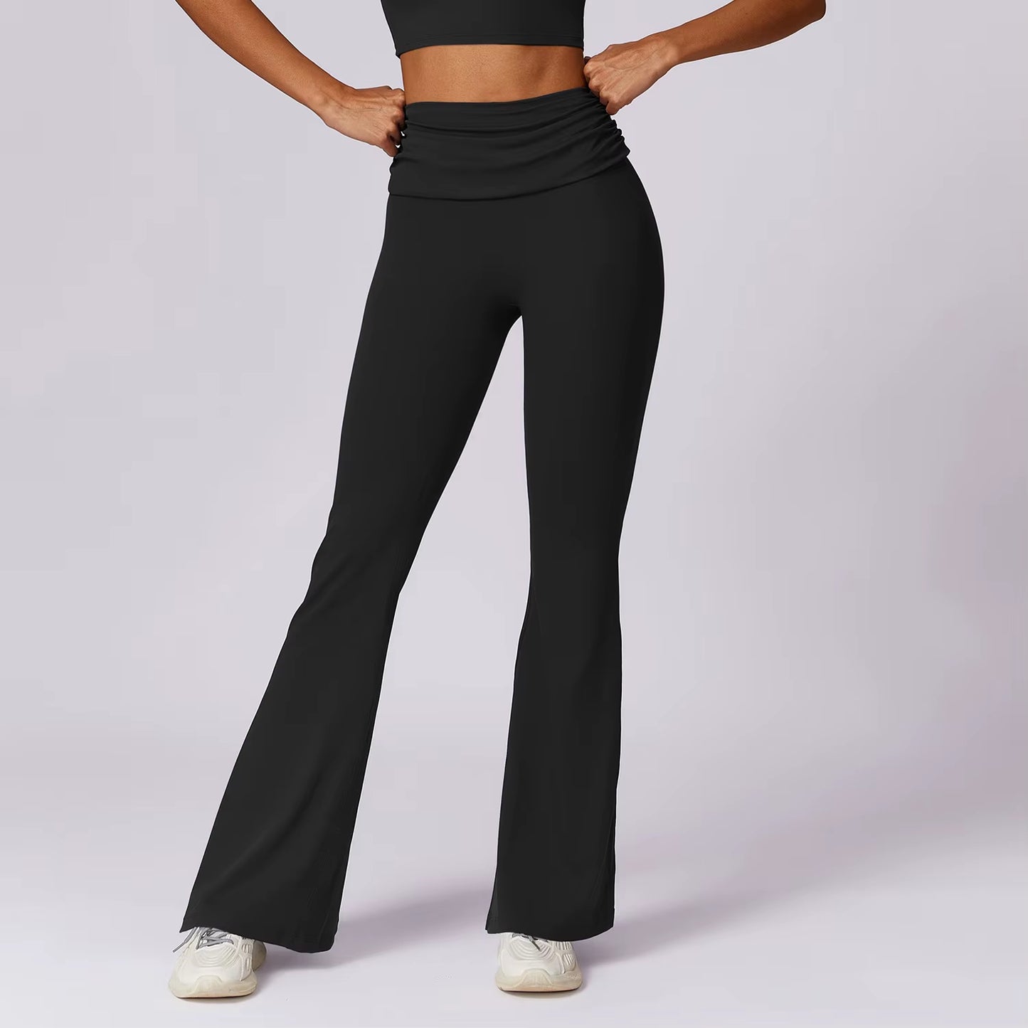 New Design Women'S Quick-Drying Hip Lift High Waist Gym Yoga Leggings Nude Casual Sports Wide Leg Flared Tight Pants for Women
