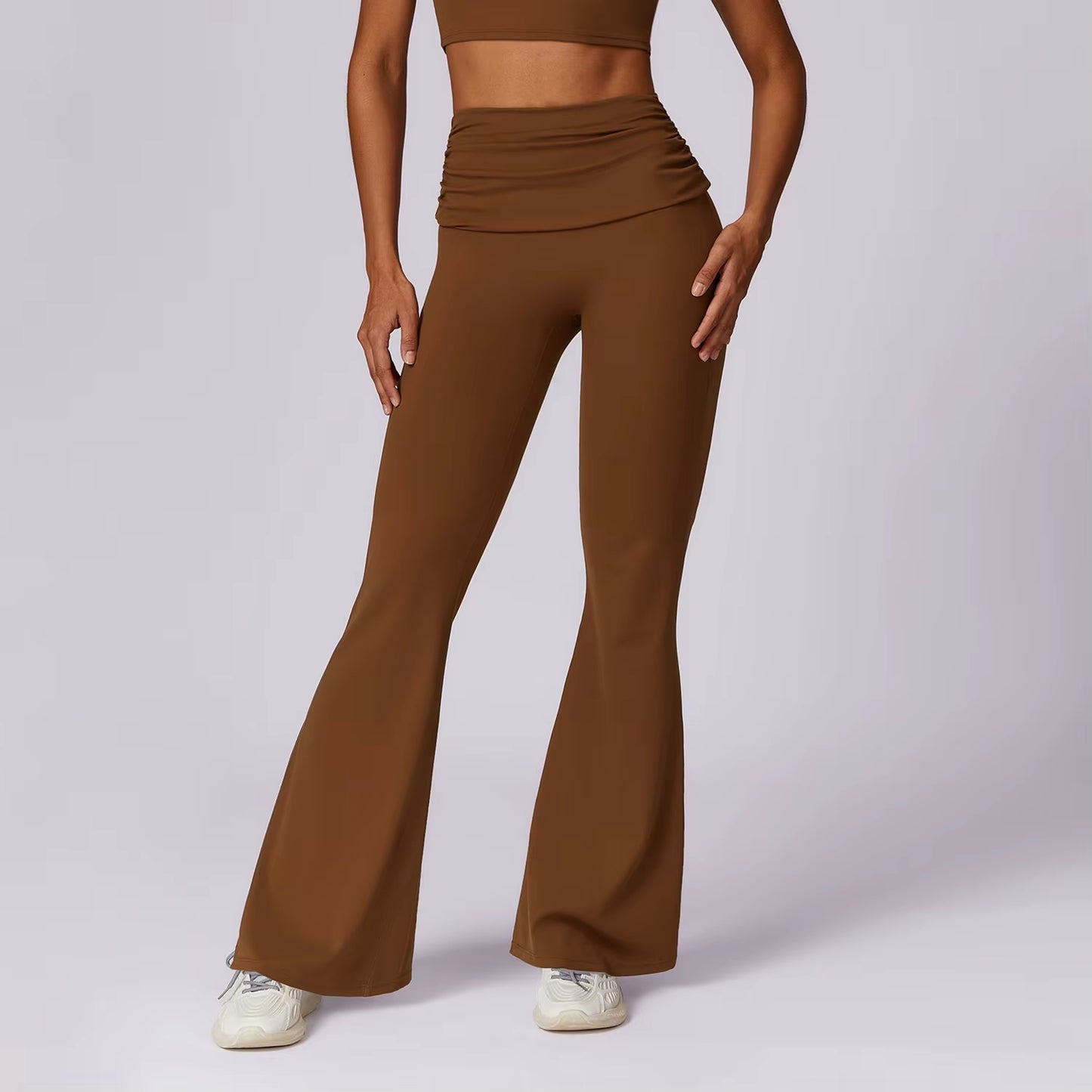 New Design Women'S Quick-Drying Hip Lift High Waist Gym Yoga Leggings Nude Casual Sports Wide Leg Flared Tight Pants for Women