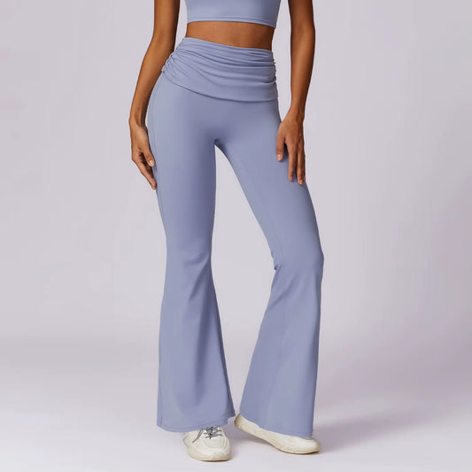 New Design Women'S Quick-Drying Hip Lift High Waist Gym Yoga Leggings Nude Casual Sports Wide Leg Flared Tight Pants for Women