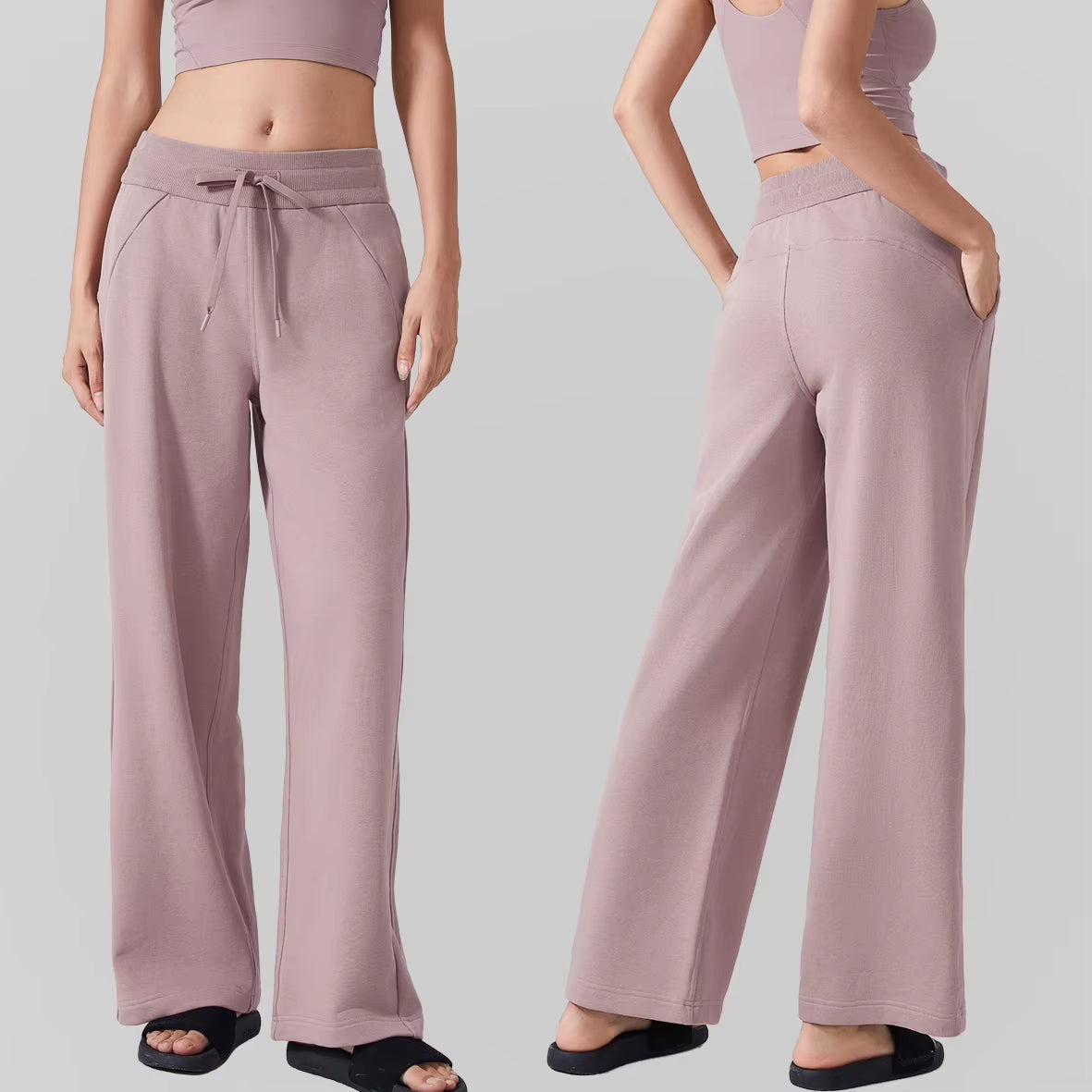Autumn Winter Women'S Yoga Sports Pants Casual Loose All-Match Commuter Wide-Leg High Waist Slimming Fitness Sweat Pants