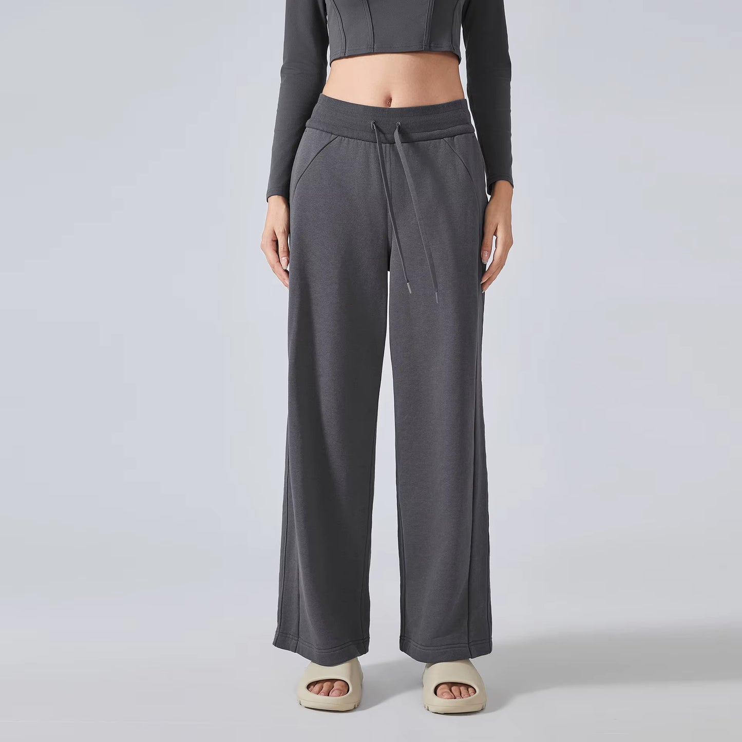 Autumn Winter Women'S Yoga Sports Pants Casual Loose All-Match Commuter Wide-Leg High Waist Slimming Fitness Sweat Pants