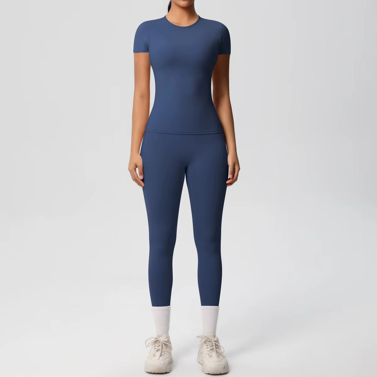 Women'S Double-Sided Brushed Fitness Two-Piece Running Yoga Suit Set Solid Color Breathable Tight Fitting Lightweight Yoga Set